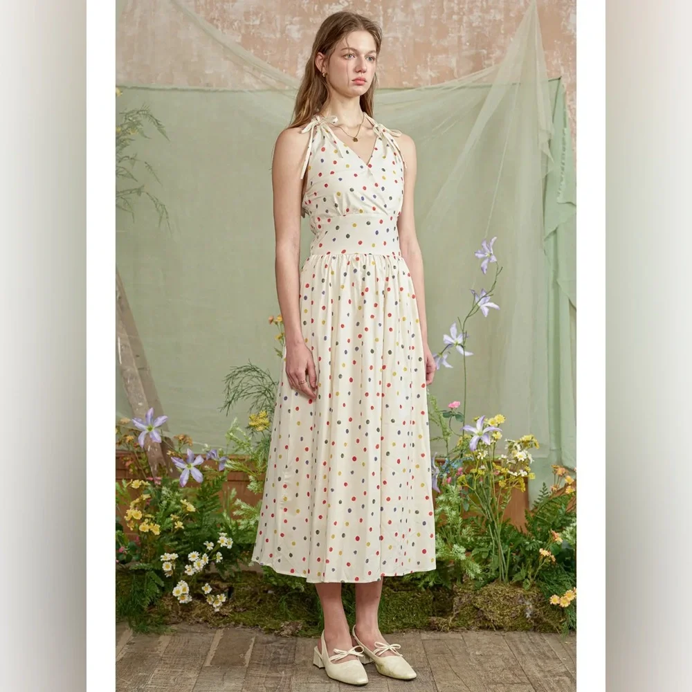 Rosie Posie Confetti Halter Midi Dress NWT size large - Picture 2 of 3